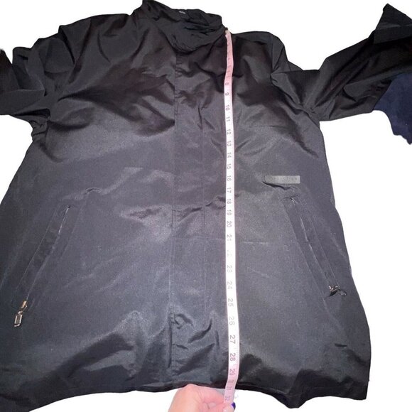 Kenneth Cole Reaction Mens Black Rain Jacket Medium Full Zip Magnetic Button - Picture 5 of 11